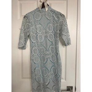 Elegant Light Blue Lace Dress